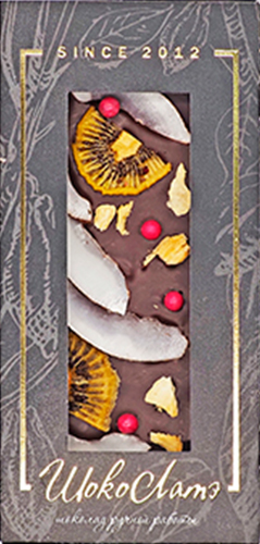Mini Темный шоколад с киви, ананасом, кокосовым орехом и красной смородиной