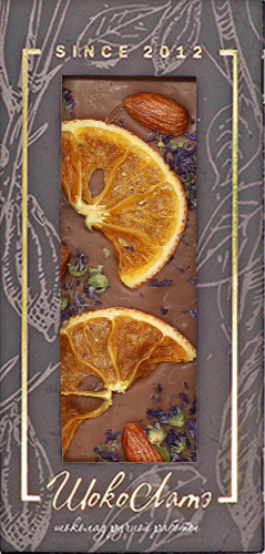 Mini Молочный шоколад с апельсином, миндалем и цветами мальвы (черная коробка)